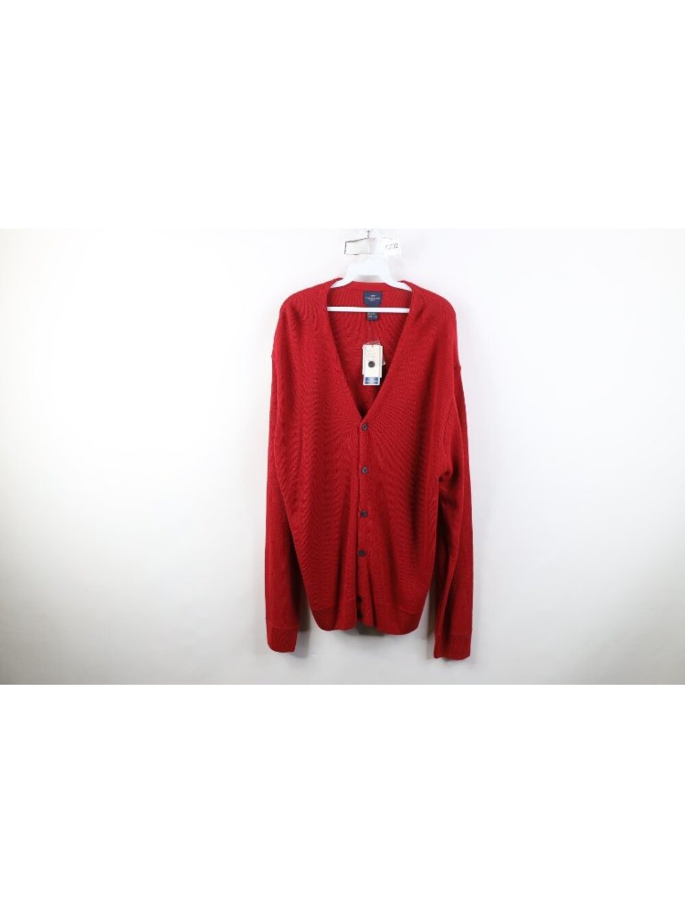 Deadstock Vintage 90s Dockers Golf Mens Size XL Blank Knit Cardigan Sweater Red